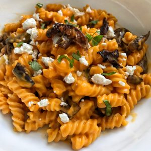 Balsamic Mushroom Pasta Sweet Potato Tomato Sauce
